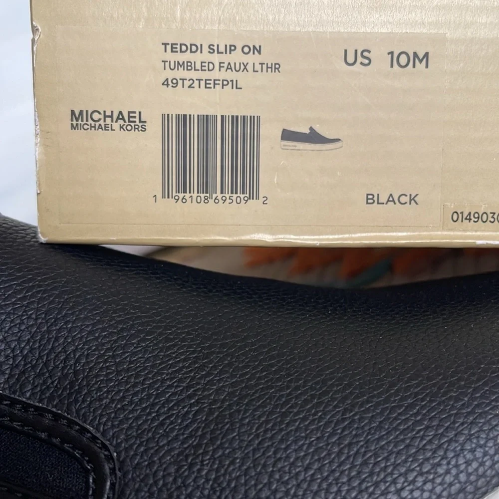 Michael Kors TEDDI SLIP ON TUMBLED FAUX LTHR 49T2TEFP1L Black Platform Sneakers